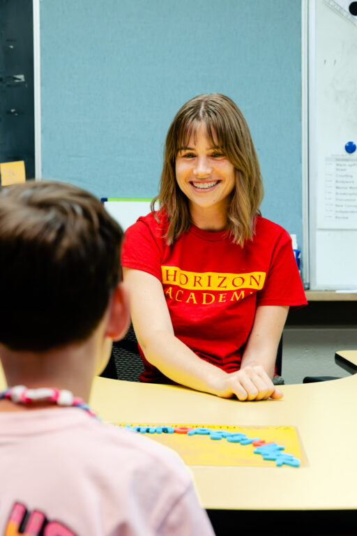 Tutor leading an individualized learning session with a student at Horizon Academy.