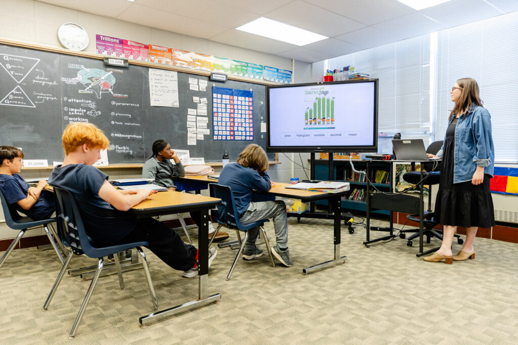 Students learning in a modern classroom at Horizon Academy.
